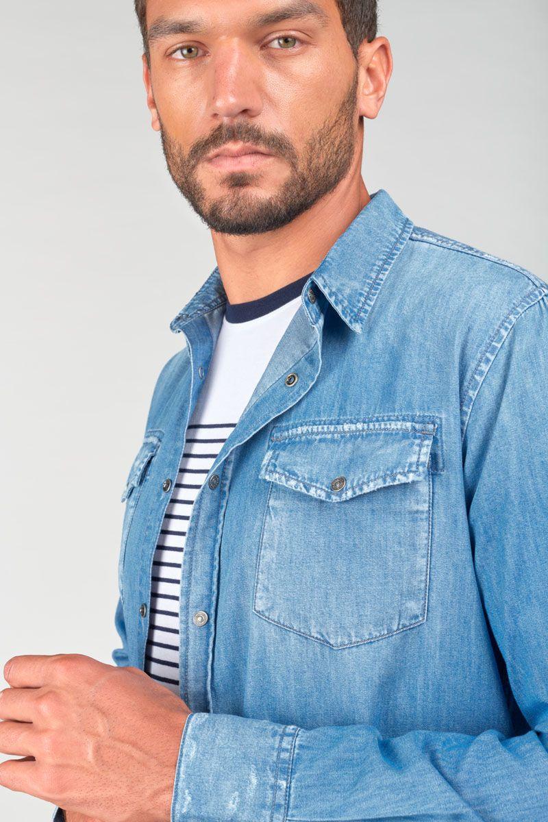 Le Temps Des Cerises Chemise Pedro En Jeans Bleu Délavé