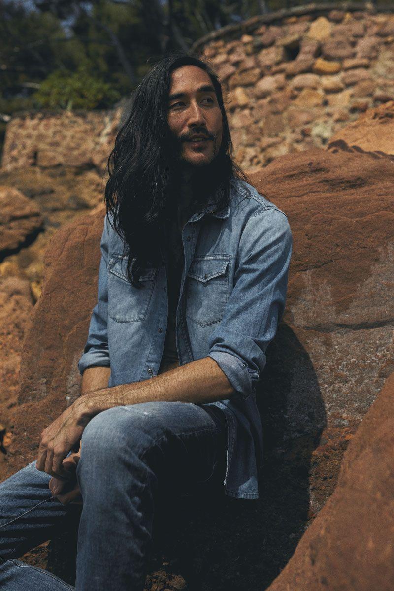 le temps des cerises Chemise Pedro en jeans bleu délavé