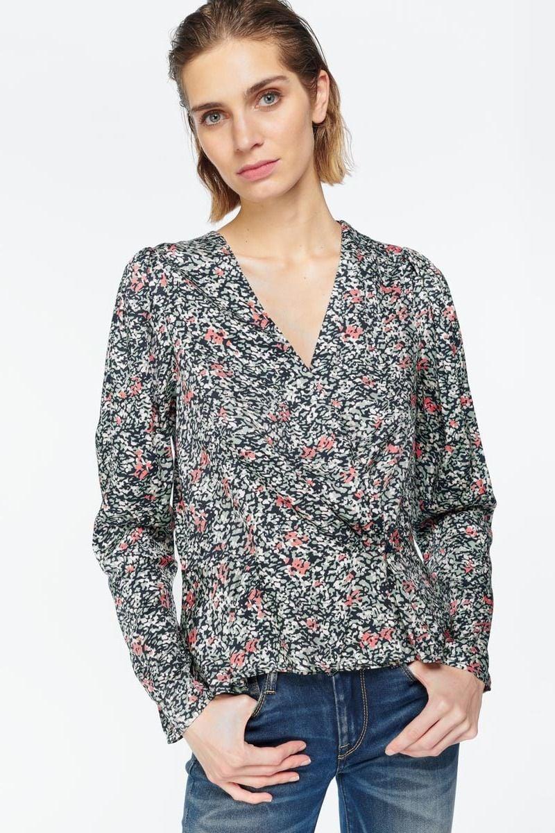Le Temps Des Cerises Chemise Petra Amande à Motif Floral