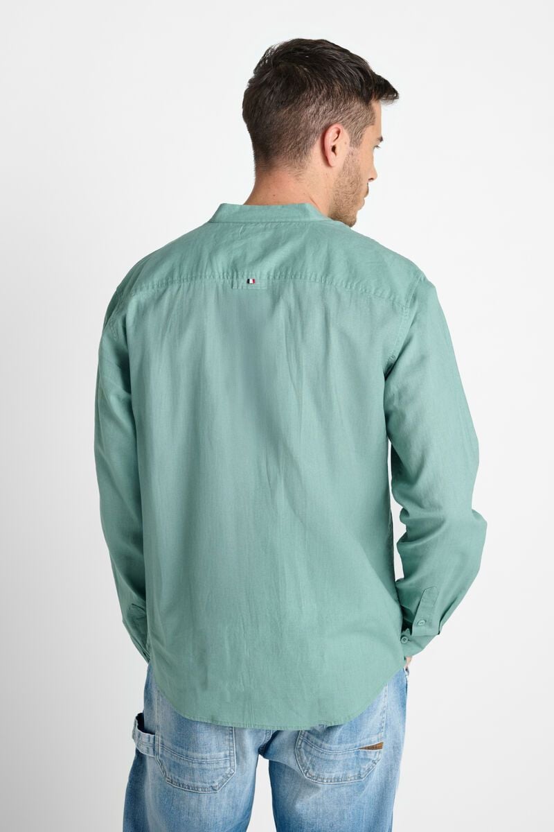 Le Temps Des Cerises Chemise Relis En Lin Mélangé Vert