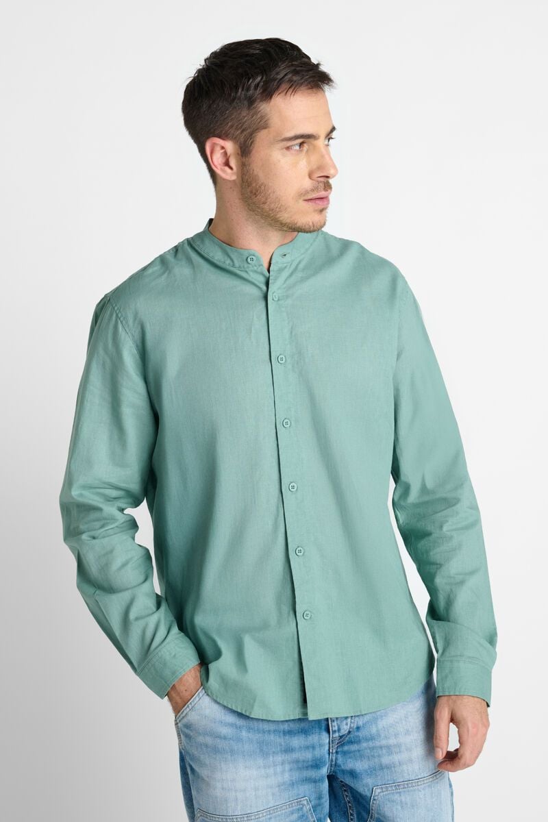 le temps des cerises Chemise Relis en lin mélangé vert