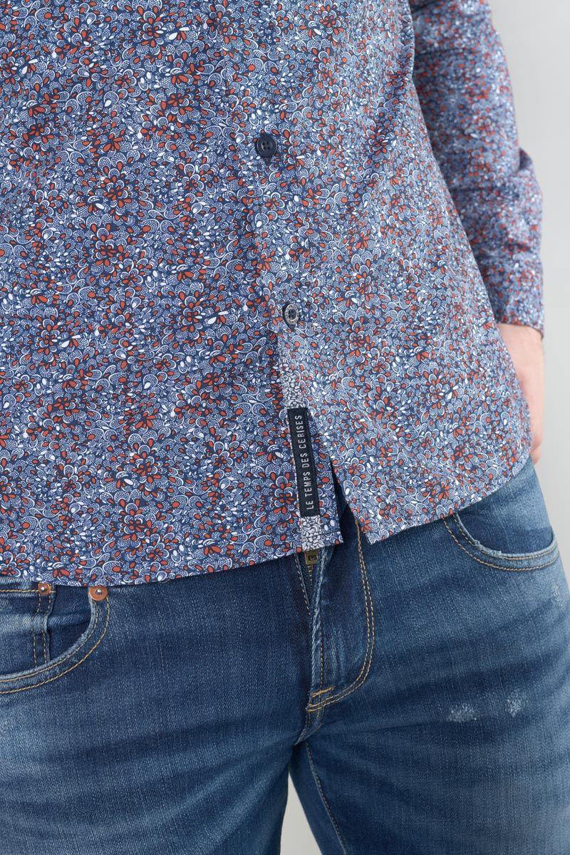 Le Temps Des Cerises Chemise Retil Bleu Marine à Motif