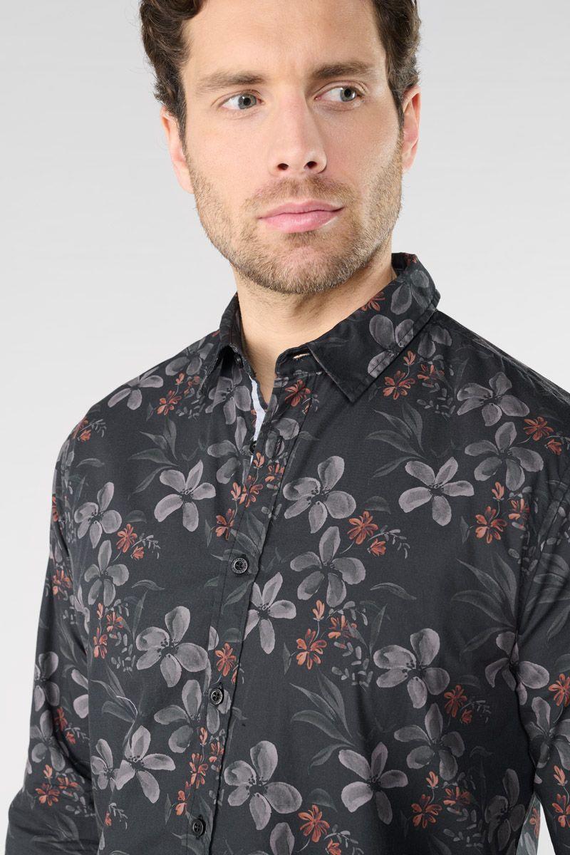 Le Temps Des Cerises Chemise Rikel Noire à Motif Fleuri