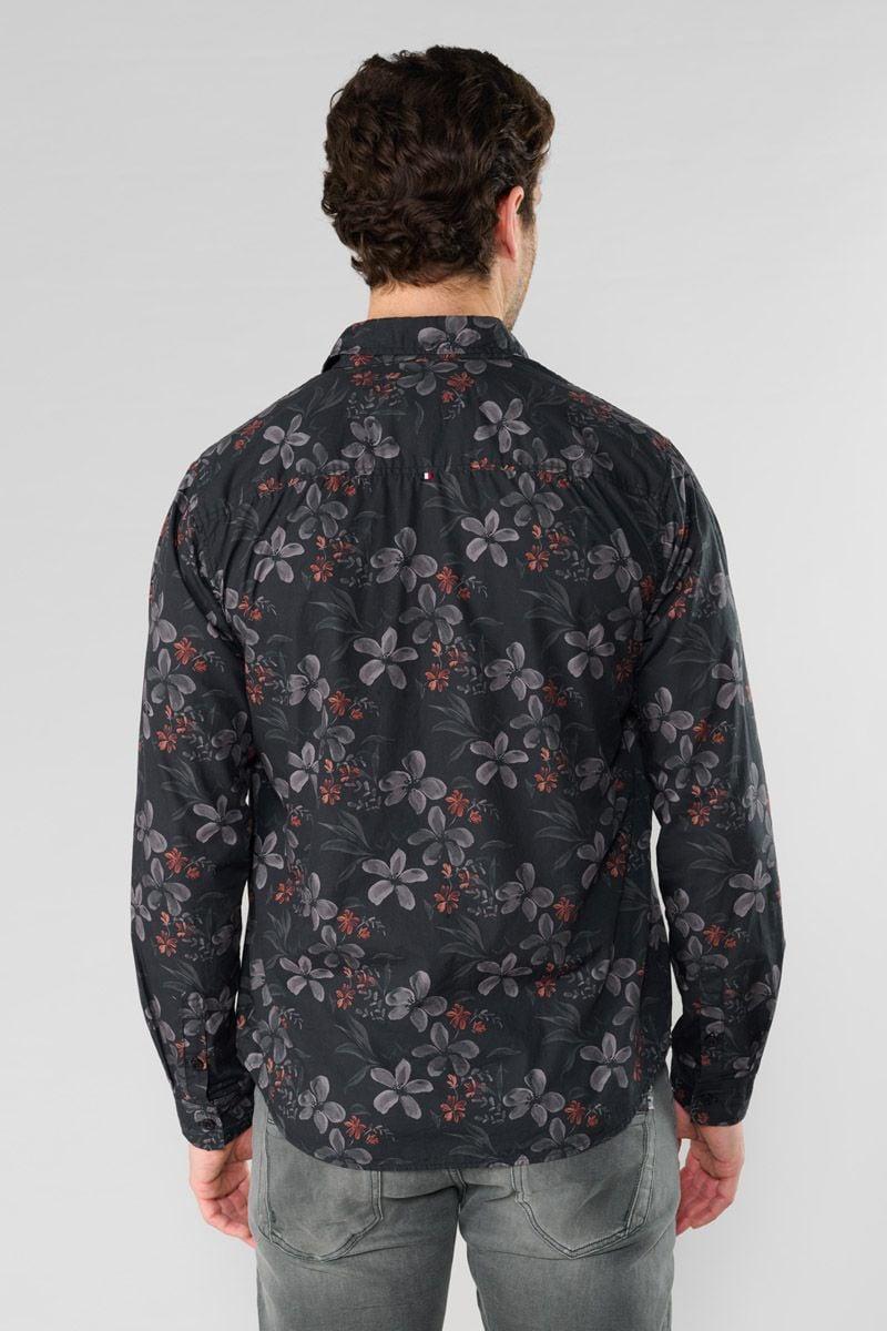 Le Temps Des Cerises Chemise Rikel Noire à Motif Fleuri