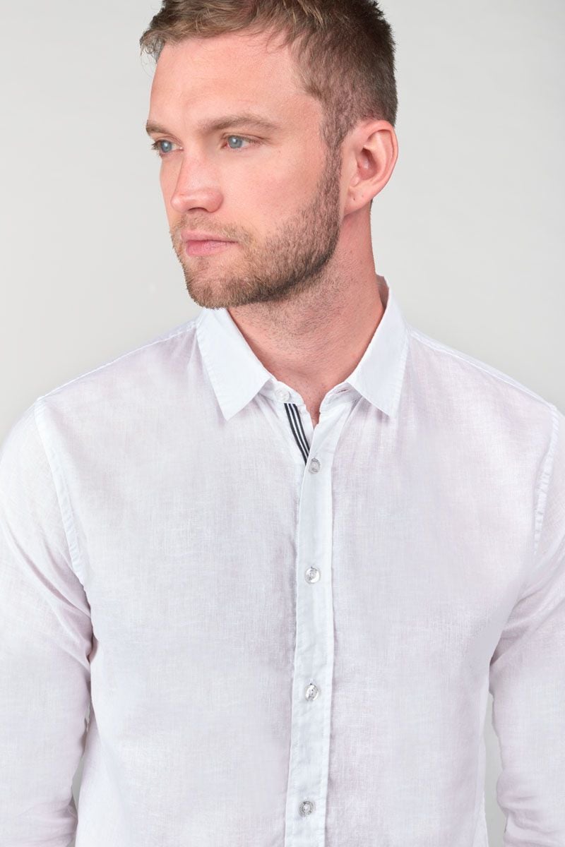 Le Temps Des Cerises Chemise Rodes En Lin Mélangé Blanc