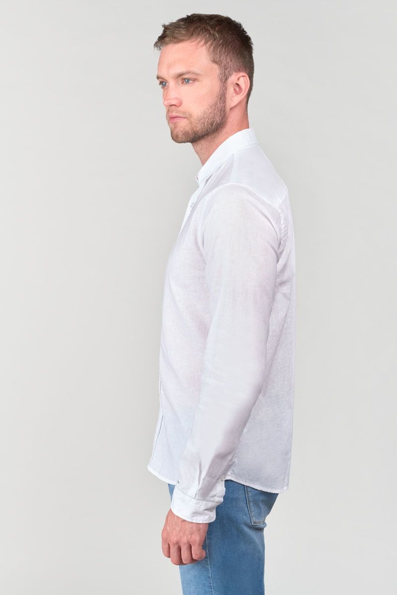 Le Temps Des Cerises Chemise Rodes En Lin Mélangé Blanc