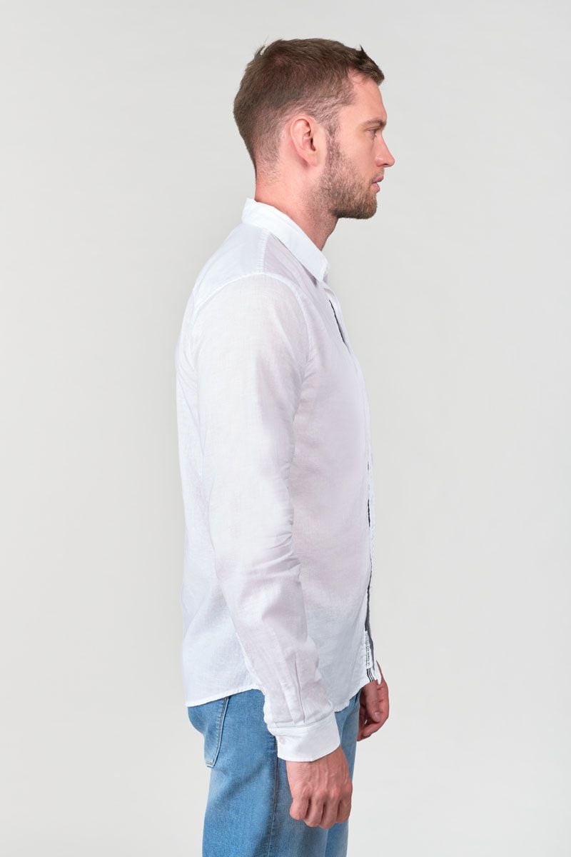 Le Temps Des Cerises Chemise Rodes En Lin Mélangé Blanc