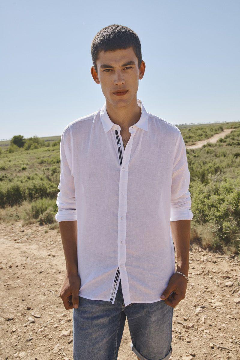 le temps des cerises Chemise Rodes en lin mélangé blanc