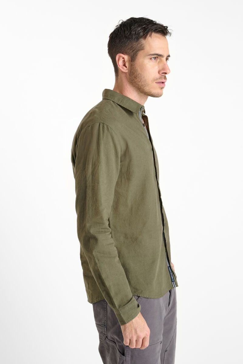 Le Temps Des Cerises Chemise Rodes En Lin Mélangé Kaki