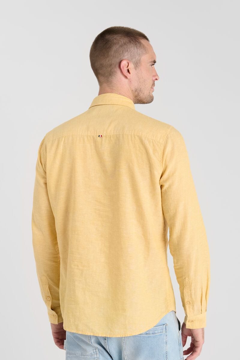 Le Temps Des Cerises Chemise Rodes En Lin Mélangé Moutarde