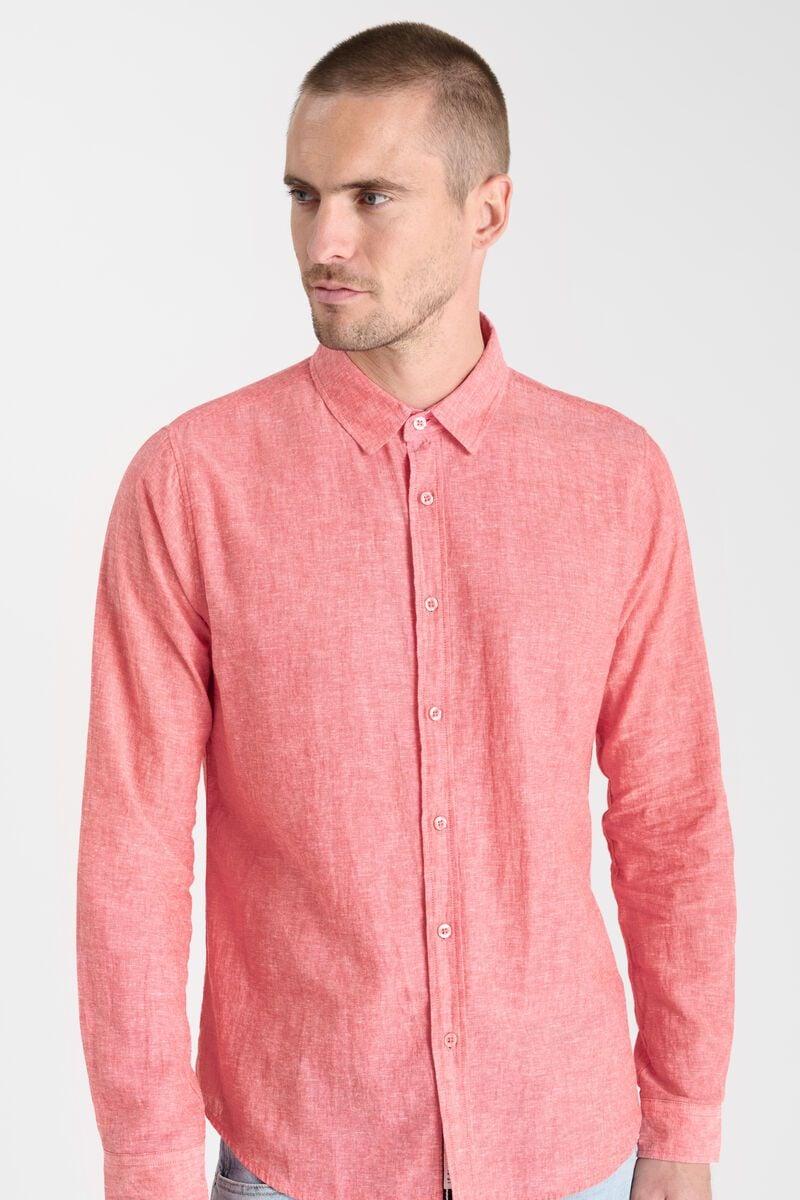 Le Temps Des Cerises Chemise Rodes En Lin Mélangé Rose Saumon