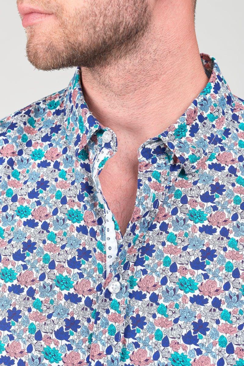 Le Temps Des Cerises Chemise Rubis Blanche à Motif Feuilles