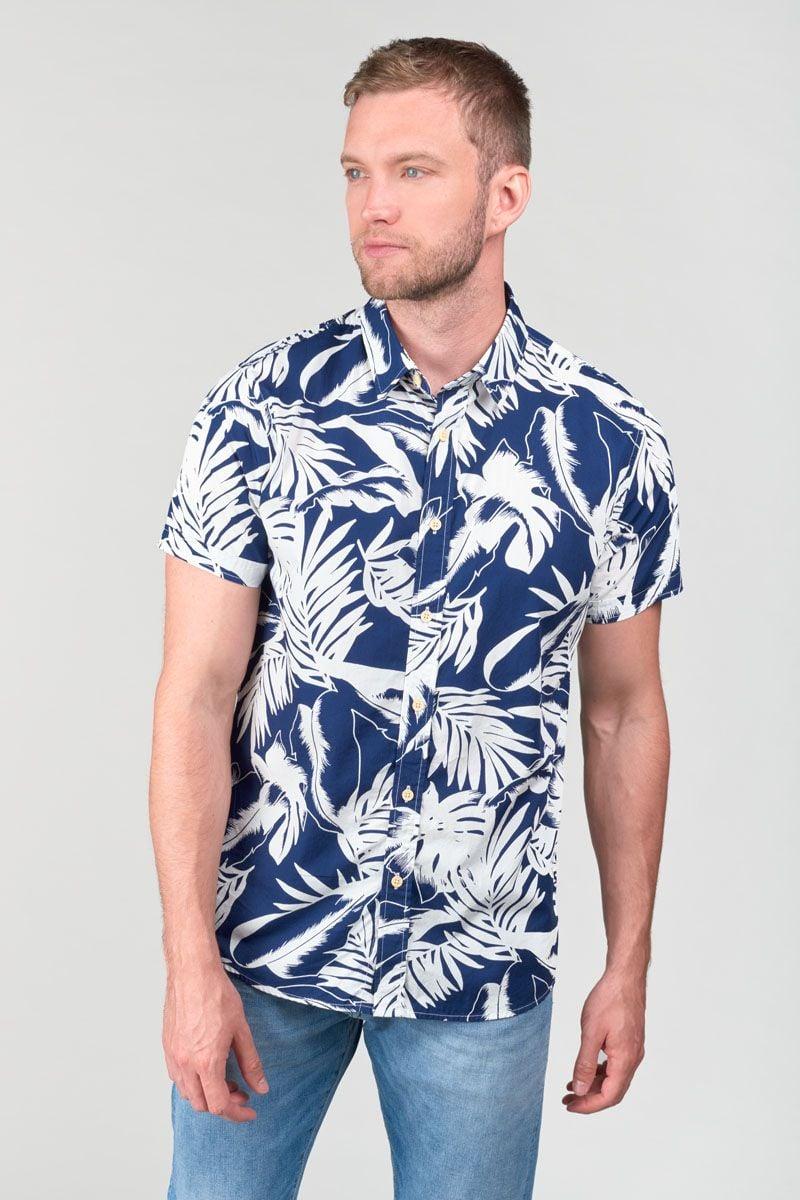 le temps des cerises Chemise Ruti bleu marine à motif jungle