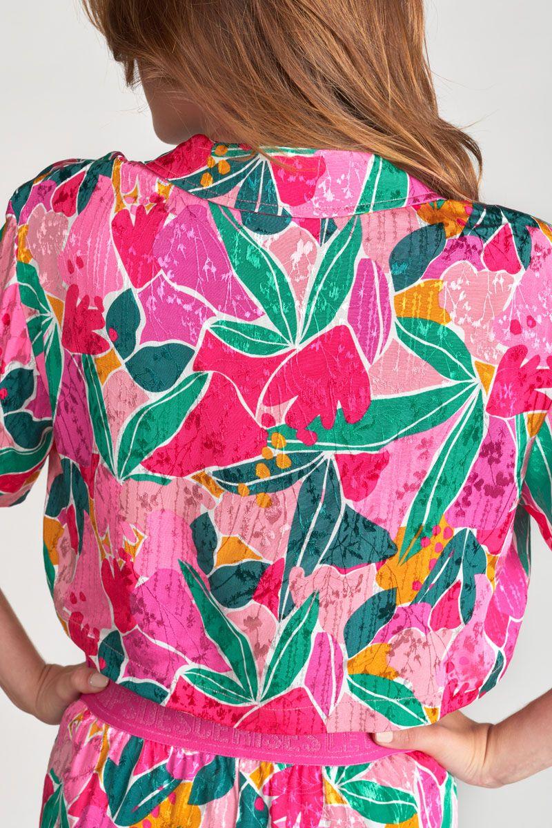 Le Temps Des Cerises Chemise Saugegi Fushia à Motif Fantaisie