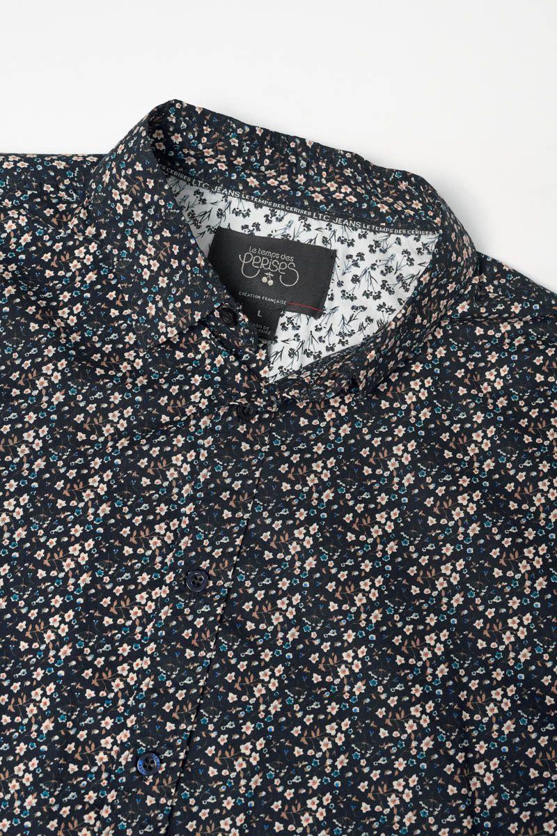 Le Temps Des Cerises Chemise Selba Noire à Motif Fleuri
