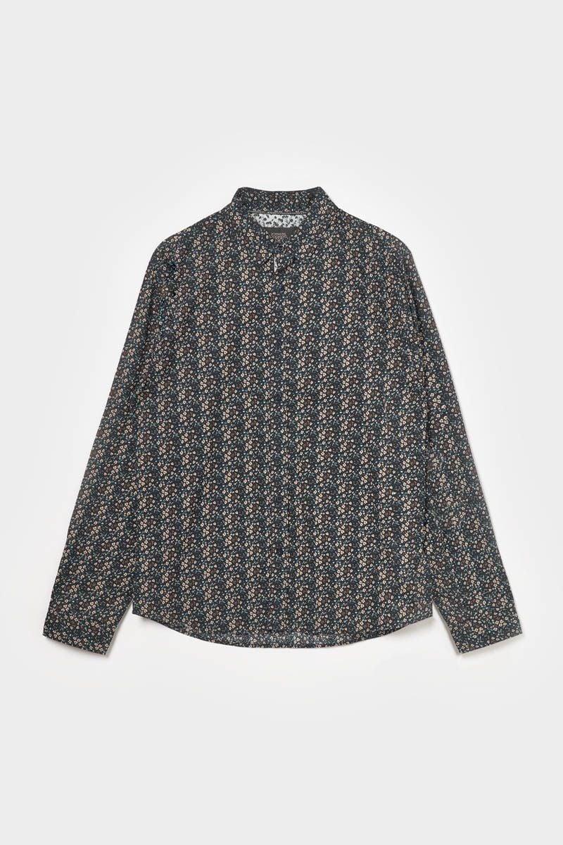 le temps des cerises Chemise Selba noire à motif fleuri