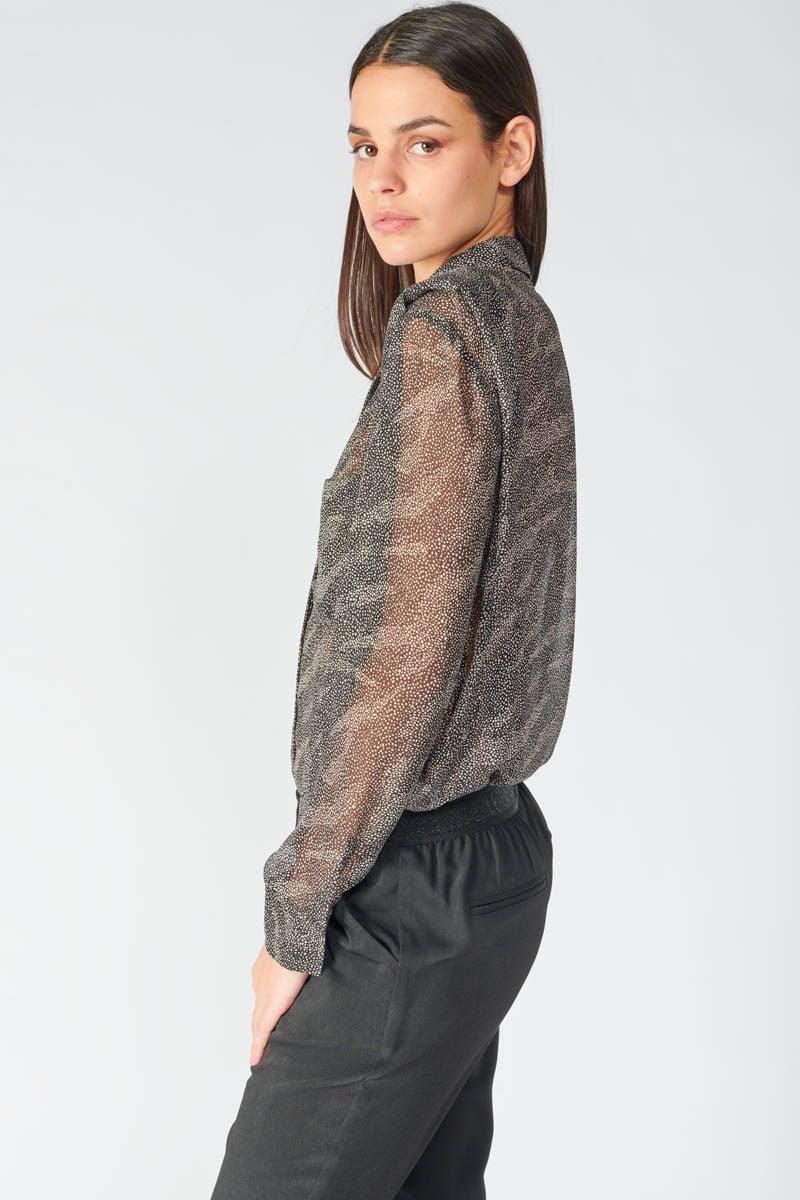 Le Temps Des Cerises Chemise Winny Noire à Motif Animalier