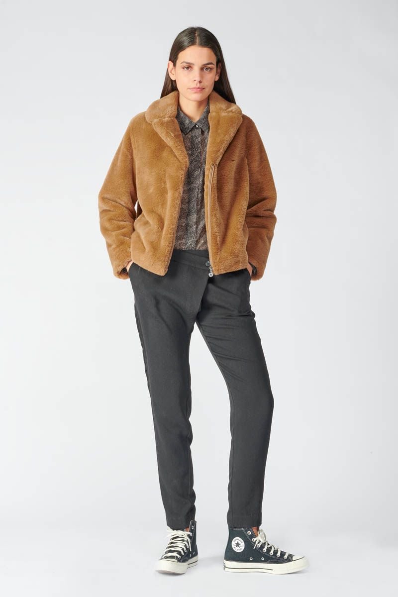 Le Temps Des Cerises Chemise Winny Noire à Motif Animalier