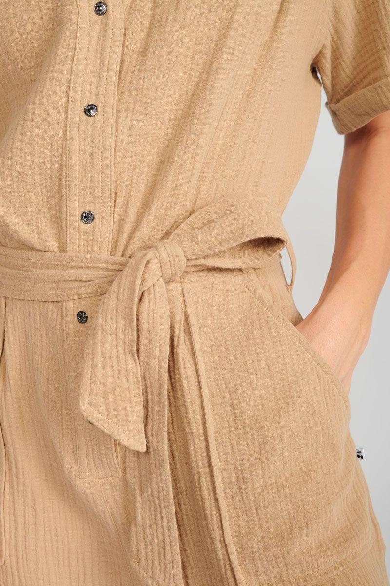 Le Temps Des Cerises Combi-short Ayote En Gaze De Coton Beige Sable