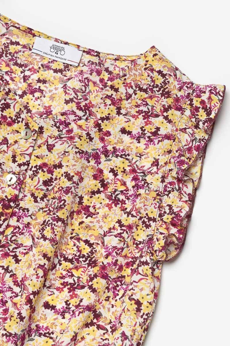 Le Temps Des Cerises Combi-short Yogagi à Motif Floral Rose Et Jaune