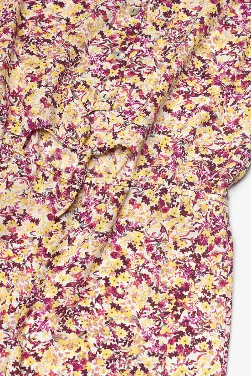 Le Temps Des Cerises Combi-short Yogagi à Motif Floral Rose Et Jaune