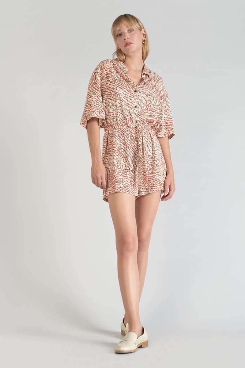 Le Temps Des Cerises Combi-short Zely à Motif Orange Et Noir