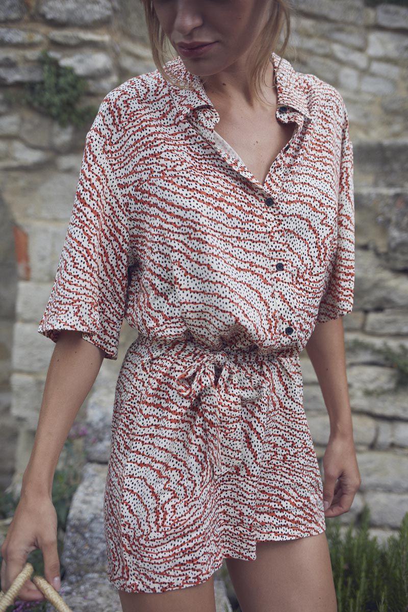 le temps des cerises Combi-short Zely à motif orange et noir