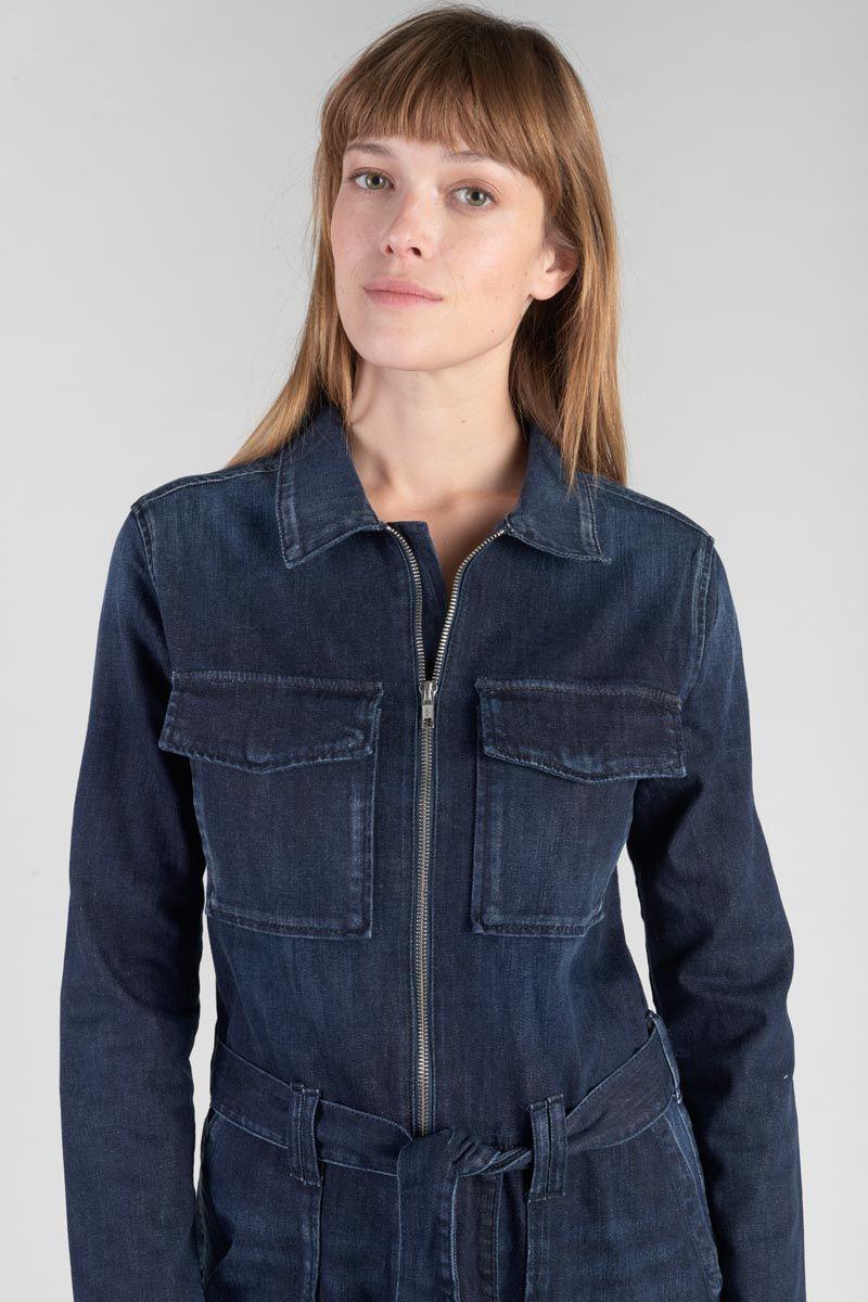 Le Temps Des Cerises Combinaison Pantalon Louisa En Jeans Bleu Délavé