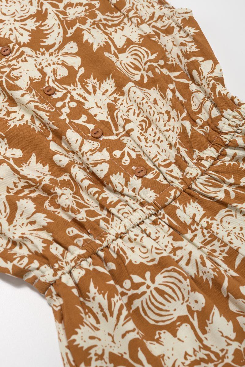 Le Temps Des Cerises Combinaison Sanahgi à Motif Fleuri Ocre