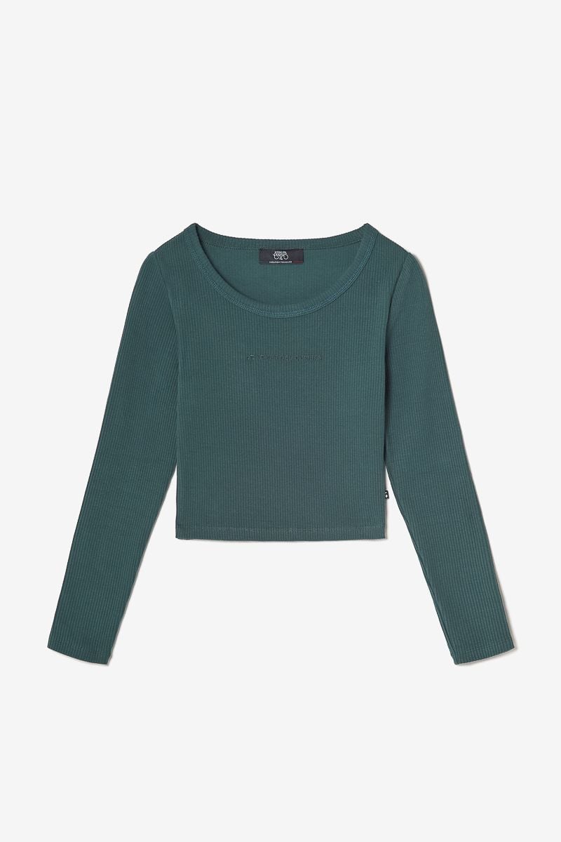 Le Temps Des Cerises Crop Top Virginiagi Vert Bouteille