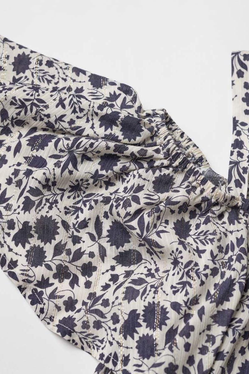 Le Temps Des Cerises Débardeur à Motif Floral Gabgi Marine Et Blanc