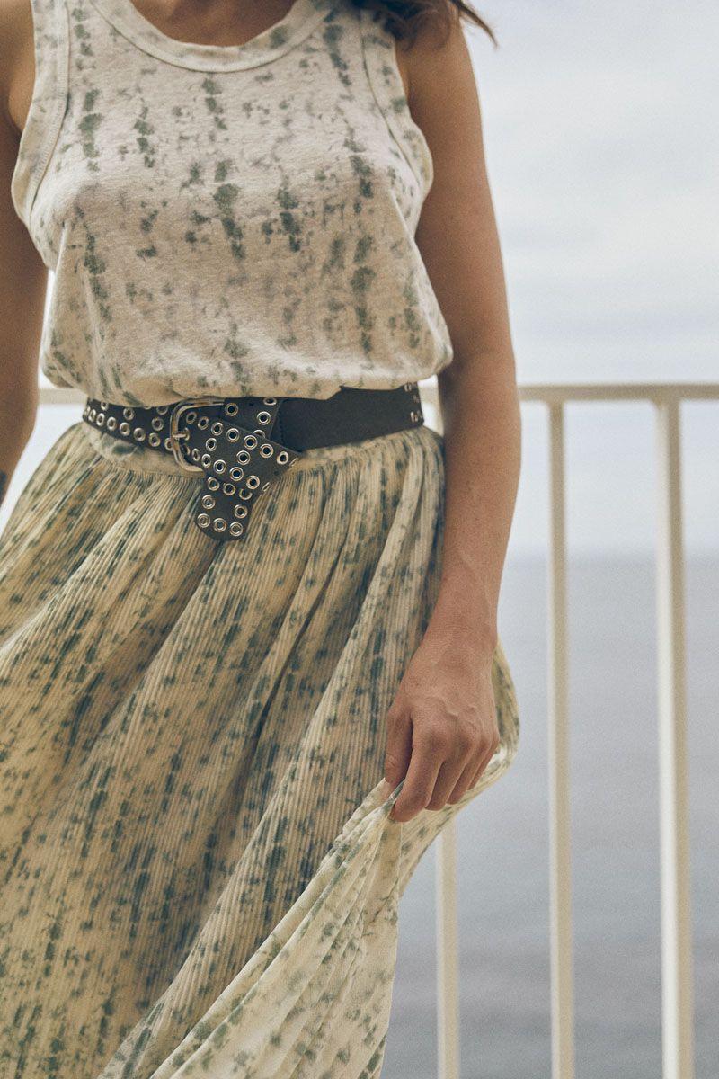 le temps des cerises Débardeur Comino en lin à motif tie and dye