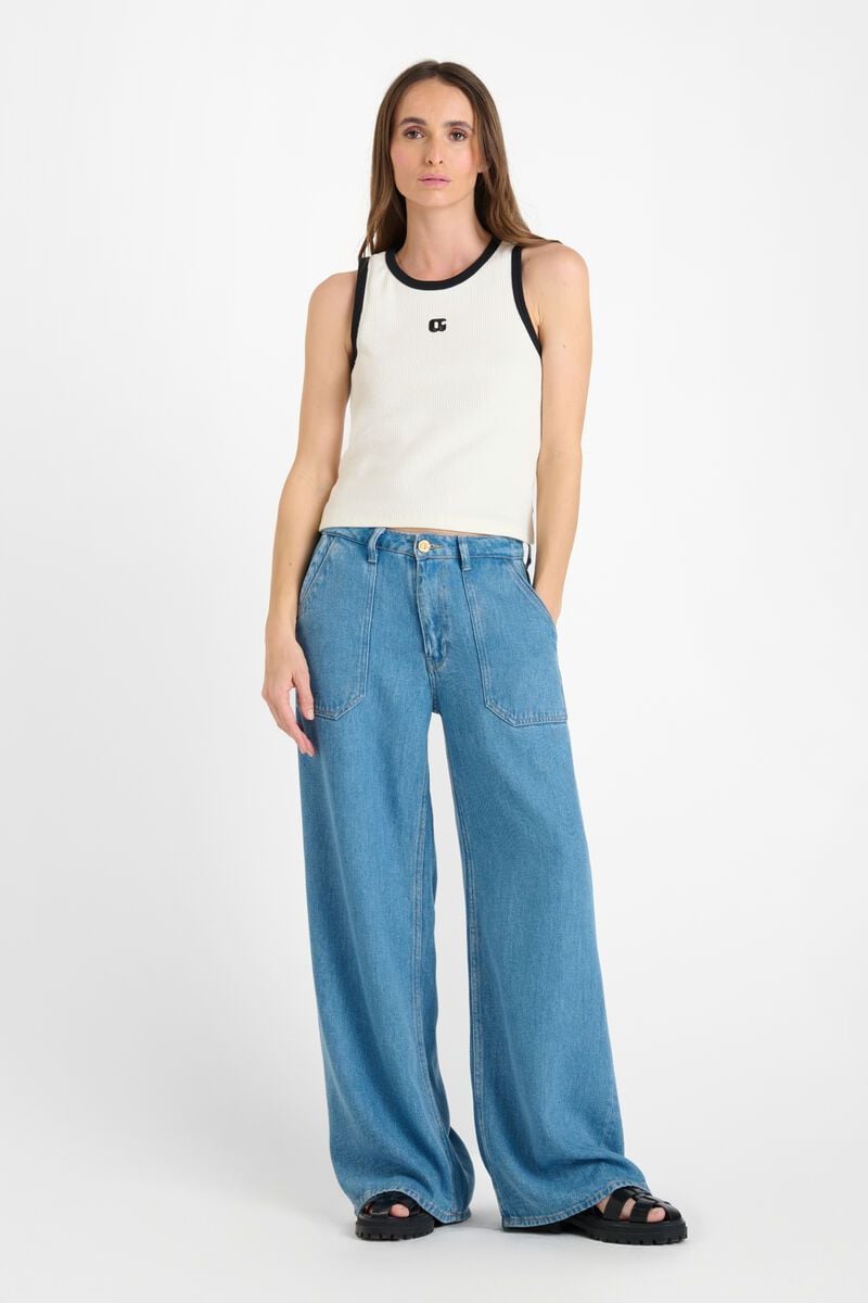 Le Temps Des Cerises Débardeur Crop Top Mirligi Crème