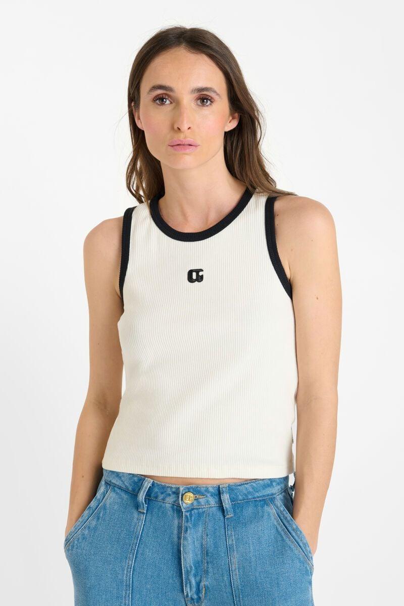 le temps des cerises Débardeur crop top Mirligi crème