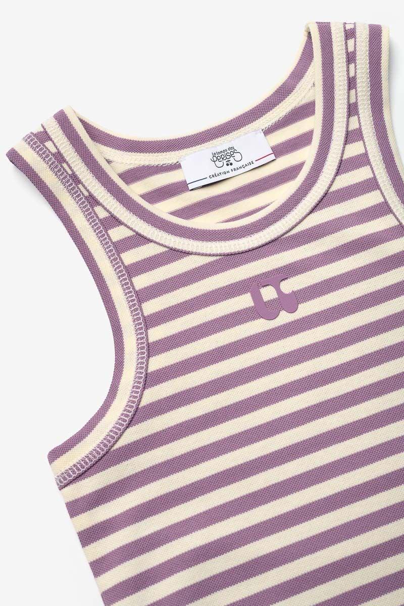Le Temps Des Cerises Débardeur Marabigi à Rayures Violettes