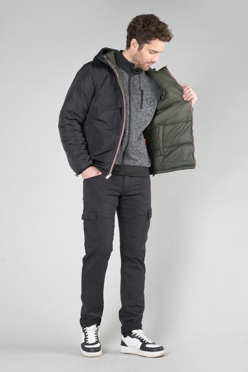 Le Temps Des Cerises Doudoune Réversible Trias Kaki Et Noire