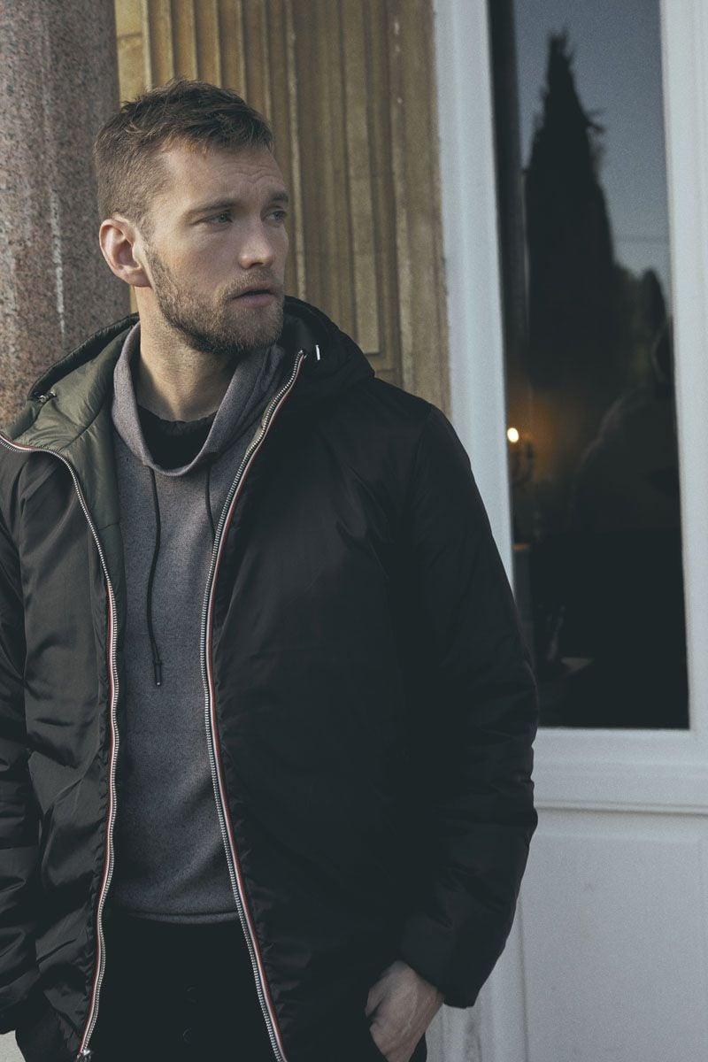 le temps des cerises Doudoune réversible Trias kaki et noire