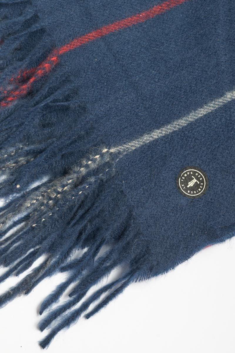 Le Temps Des Cerises Echarpe Rosim à Carreaux Bleu Marine Et Rouge