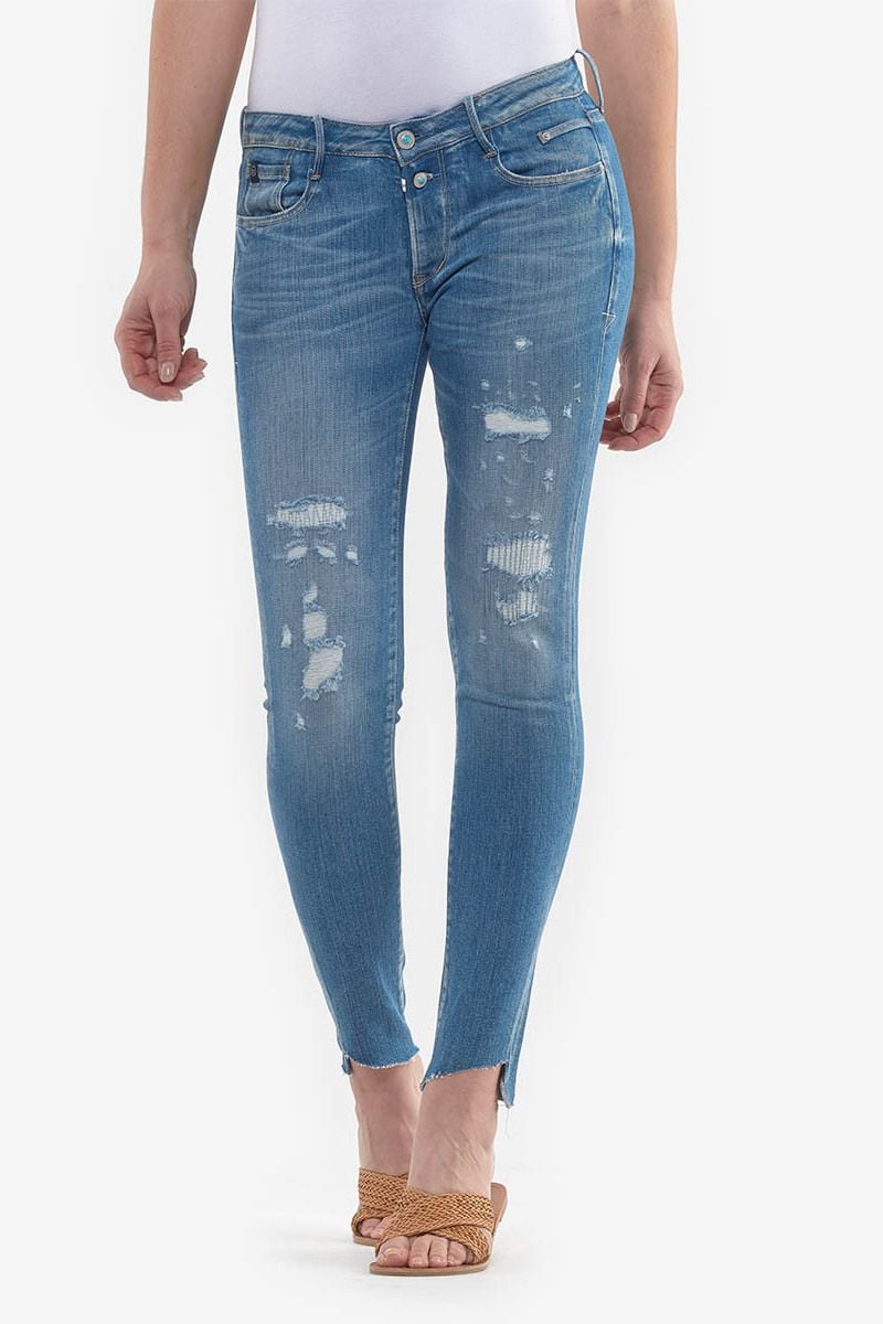 Le Temps Des Cerises Evora Power Skinny 7/8ème Jeans Destroy Bleu N°3