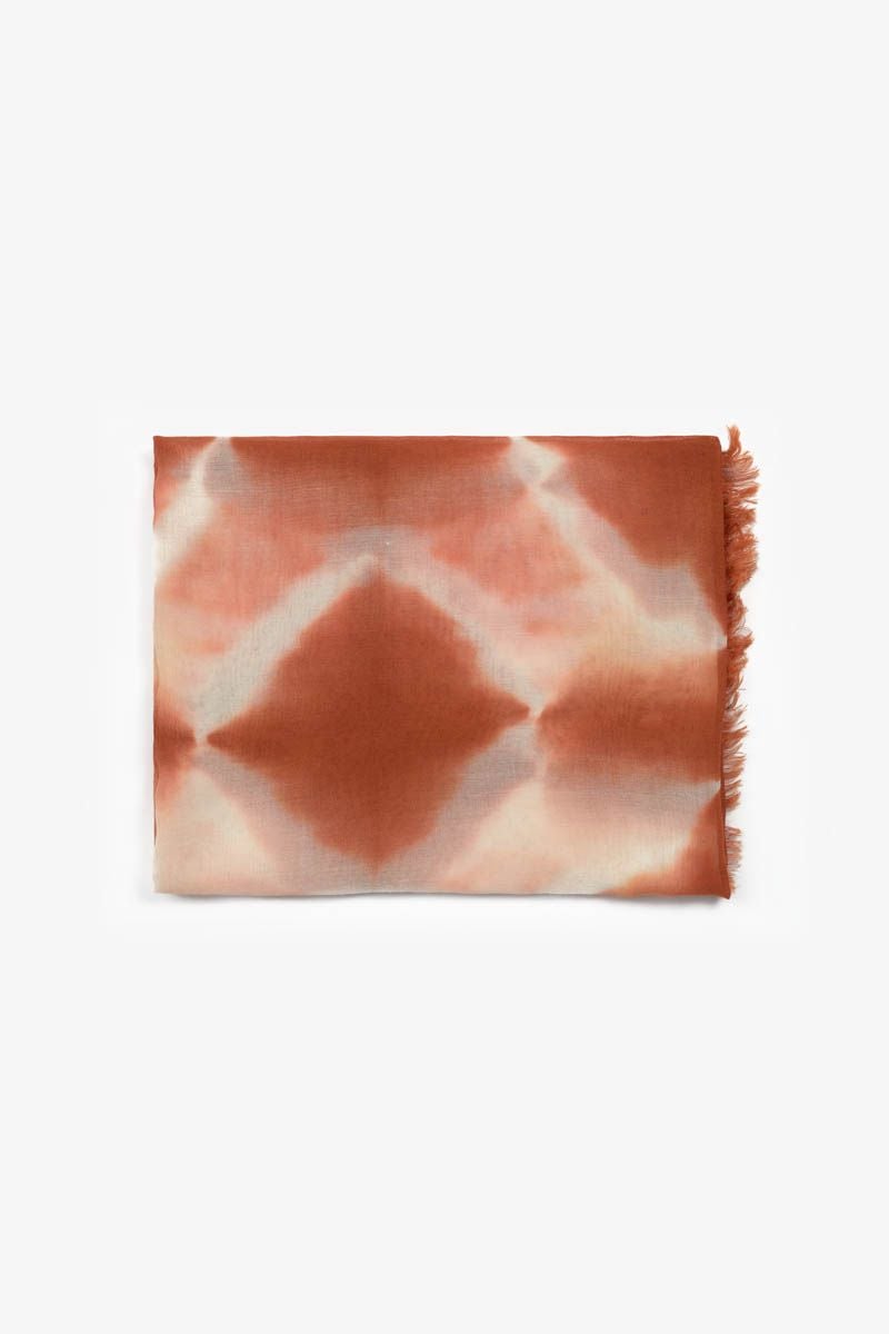 le temps des cerises Foulard Arum orange à motif tie and dye