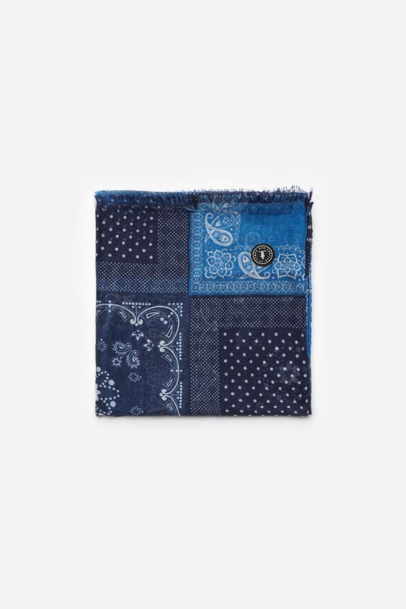 Le Temps Des Cerises Foulard Brite à Motif Cachemire Bleu