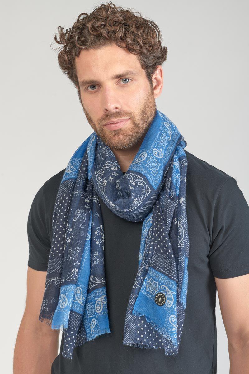 le temps des cerises Foulard Brite à motif cachemire bleu