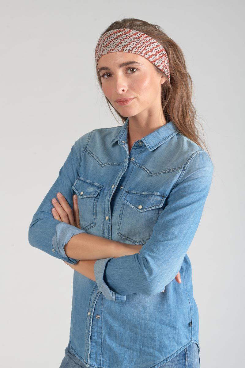 Le Temps Des Cerises Foulard Jadida à Motif Orange Et Noir