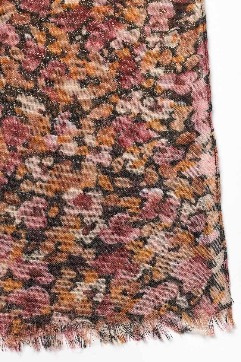 Le Temps Des Cerises Foulard Musegi à Motif Fleuri Rose