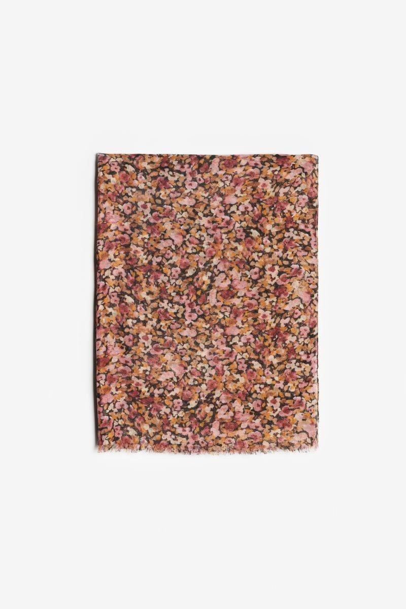le temps des cerises Foulard Musegi à motif fleuri rose