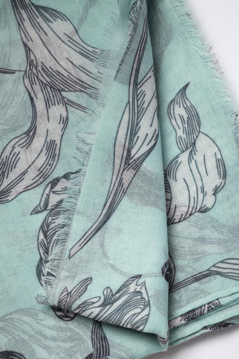 Le Temps Des Cerises Foulard Myriam à Motif Fleuri Vert D'eau