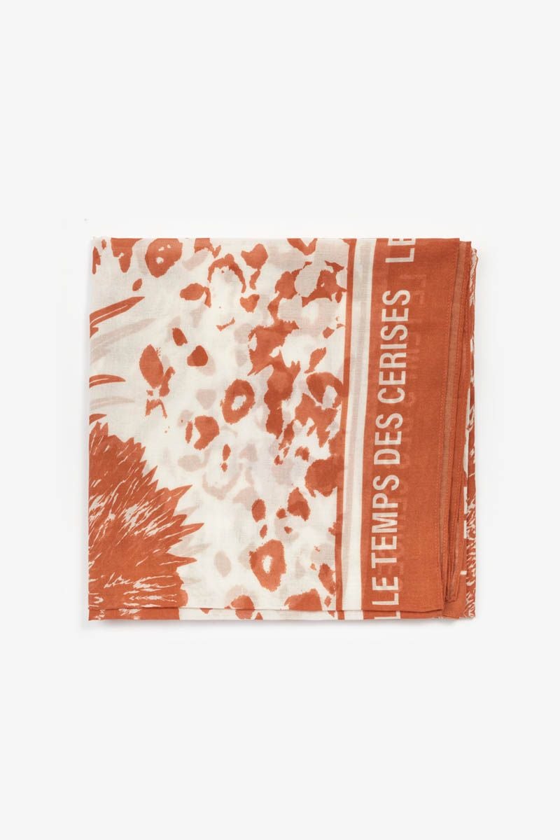 Le Temps Des Cerises Foulard Pivoine Orange à Motif