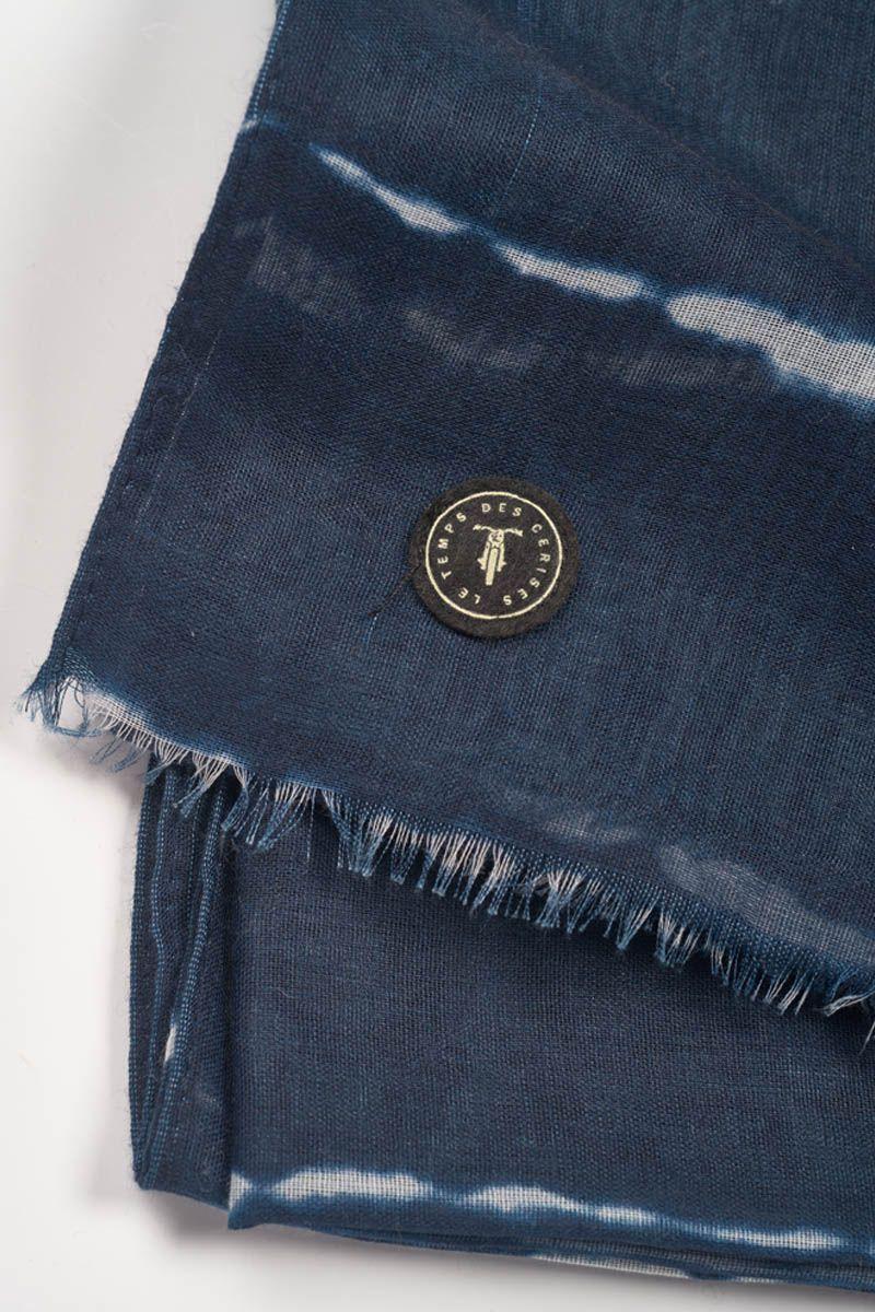 Le Temps Des Cerises Foulard Scape Bleu Marine à Motif Tie And Dye