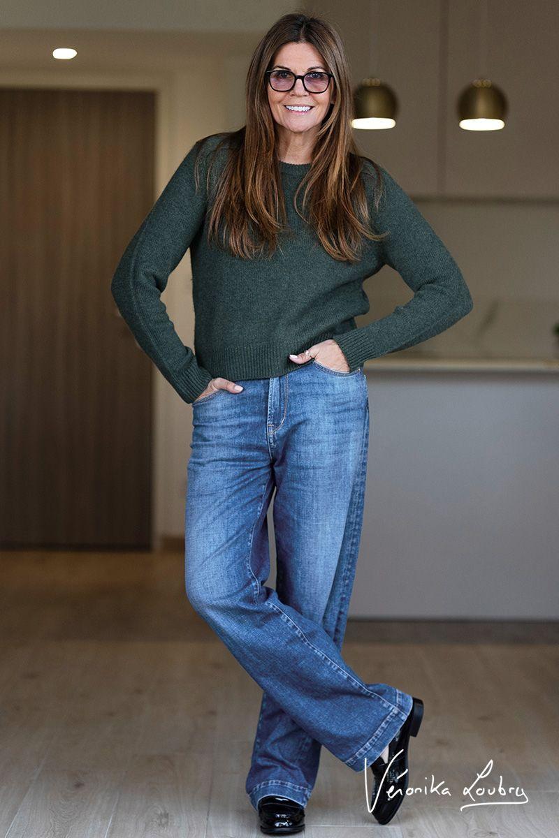 le temps des cerises Irina wide leg by Véronika Loubry taille haute jeans bleu N°3