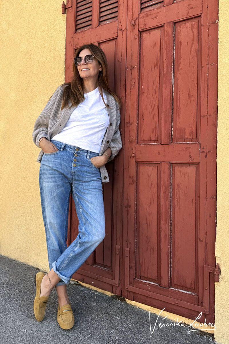 le temps des cerises James 400/60 girlfriend by Véronika Loubry jeans taille haute bleu N°4